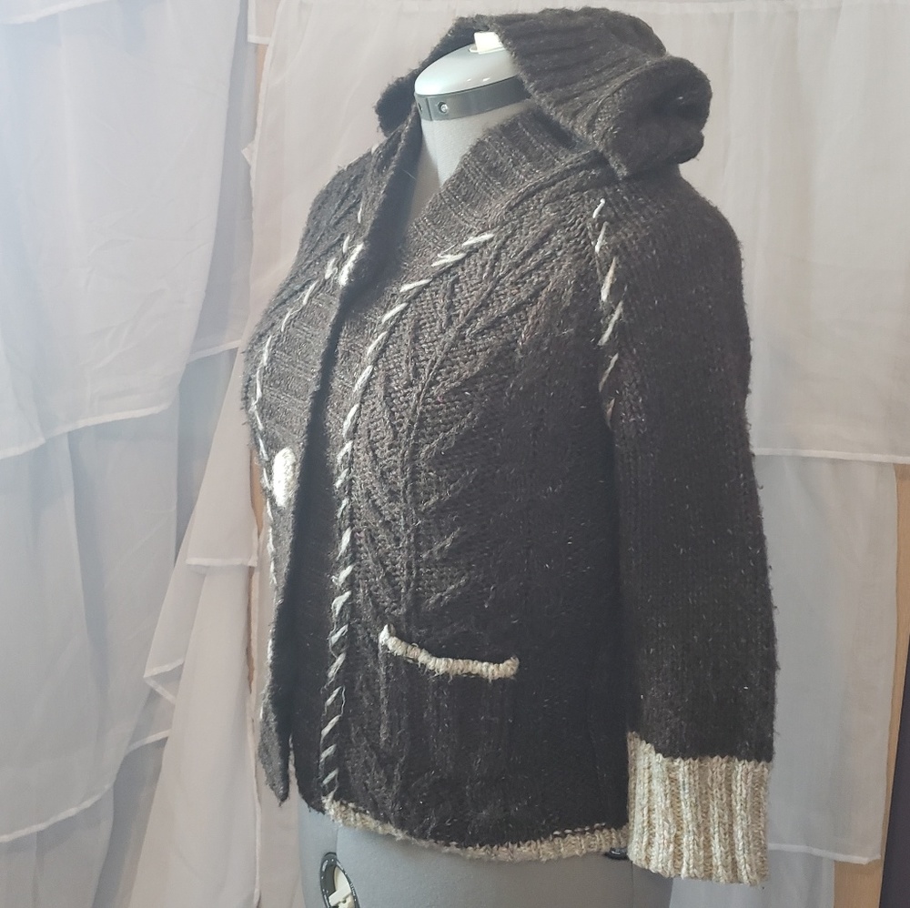 BKE Crop Button Raglan Sweater - Picture 3 of 8
